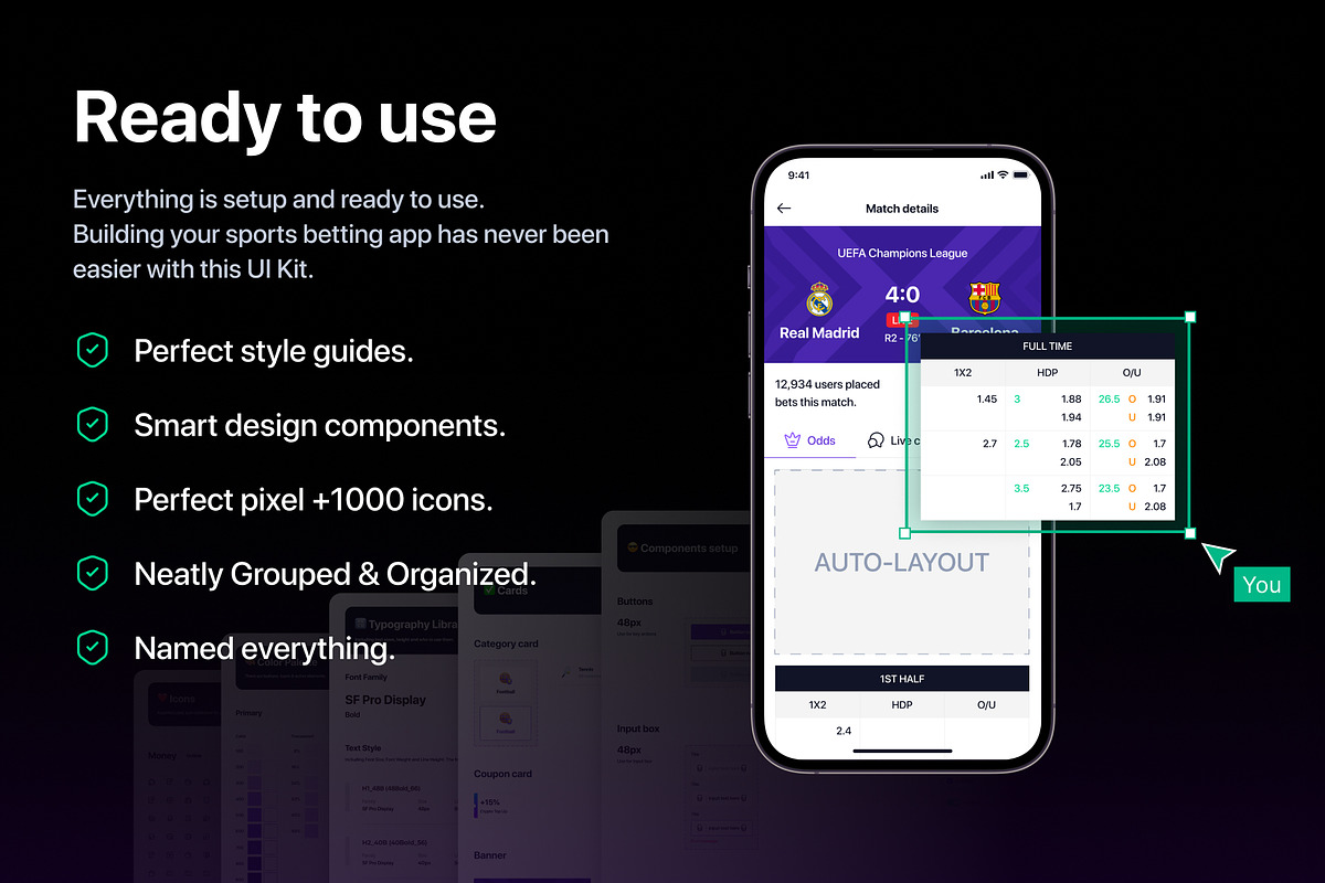 OneBet - Sports Bets UI Kit App, an UI Kit Template by sythongnguyen777 (Photo 3 of 7)