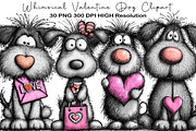 Whimsical Valentine Dog Clipart PNG, an Illustration by Black Bird Studio (Thumbnail 1 of 6)