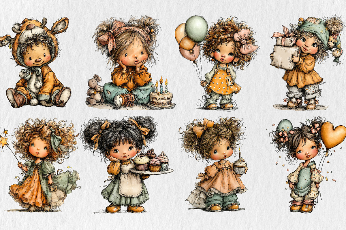 Funny Birthday Girl Clipart, a Seasonal Illustration by Rose Art (Photo 3 of 6)