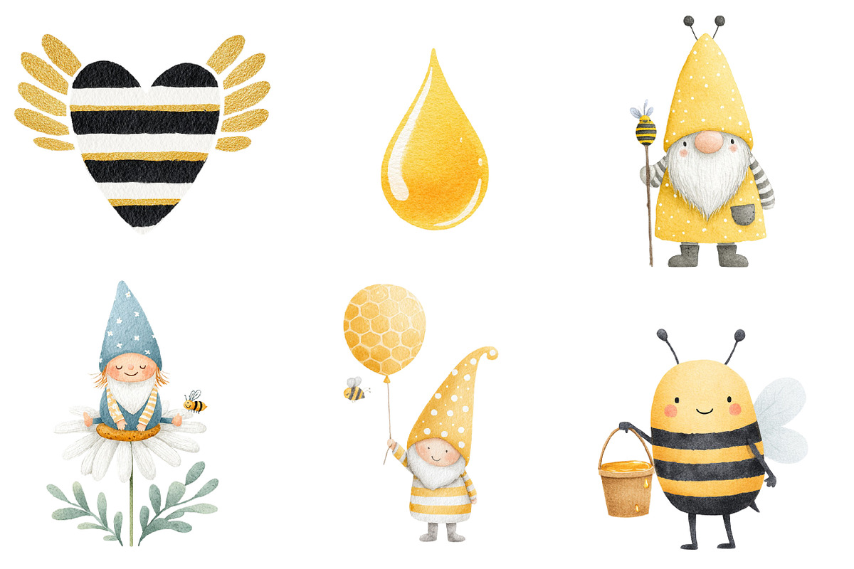 Cute Bee Gonm Clipart, an Illustration by CreationArt (Photo 3 of 5)