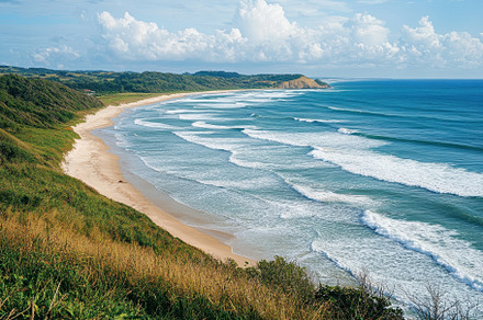 Panoramic coastal view showcasing a, a Photo by Iftikhar Alam