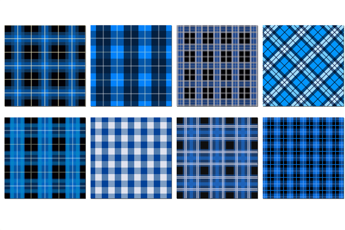 Blue and black plaid digital paper, a Pattern Graphic by Paper Farms ...