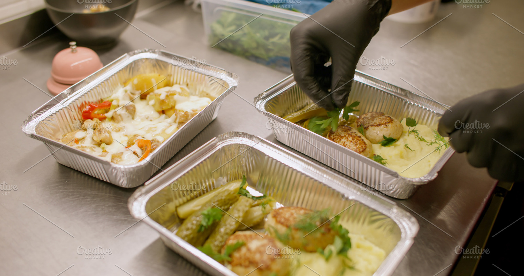 Packing takeaway restaurant food delivery chef, a Food & Drink Photo by Photo Drive Studio