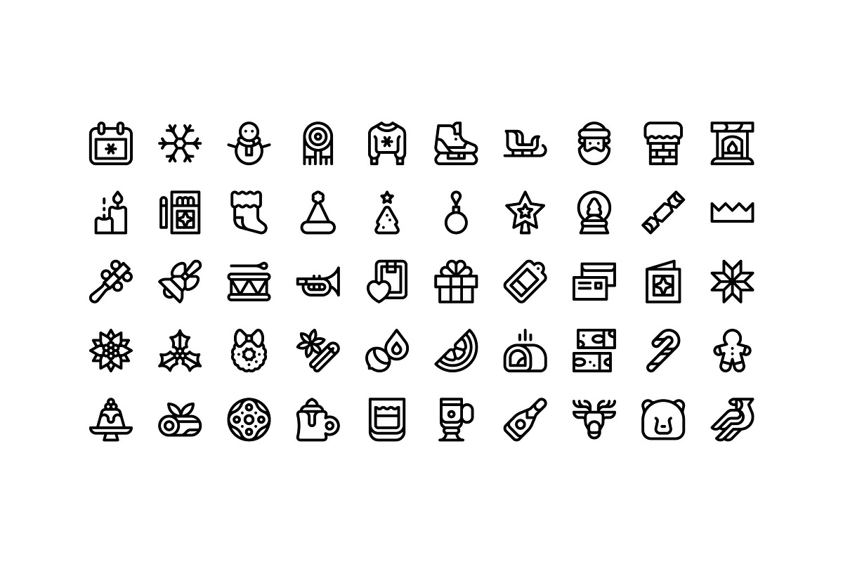 50 Christmas Icons, an Outline Icon by Side Project (Photo 2 of 8)