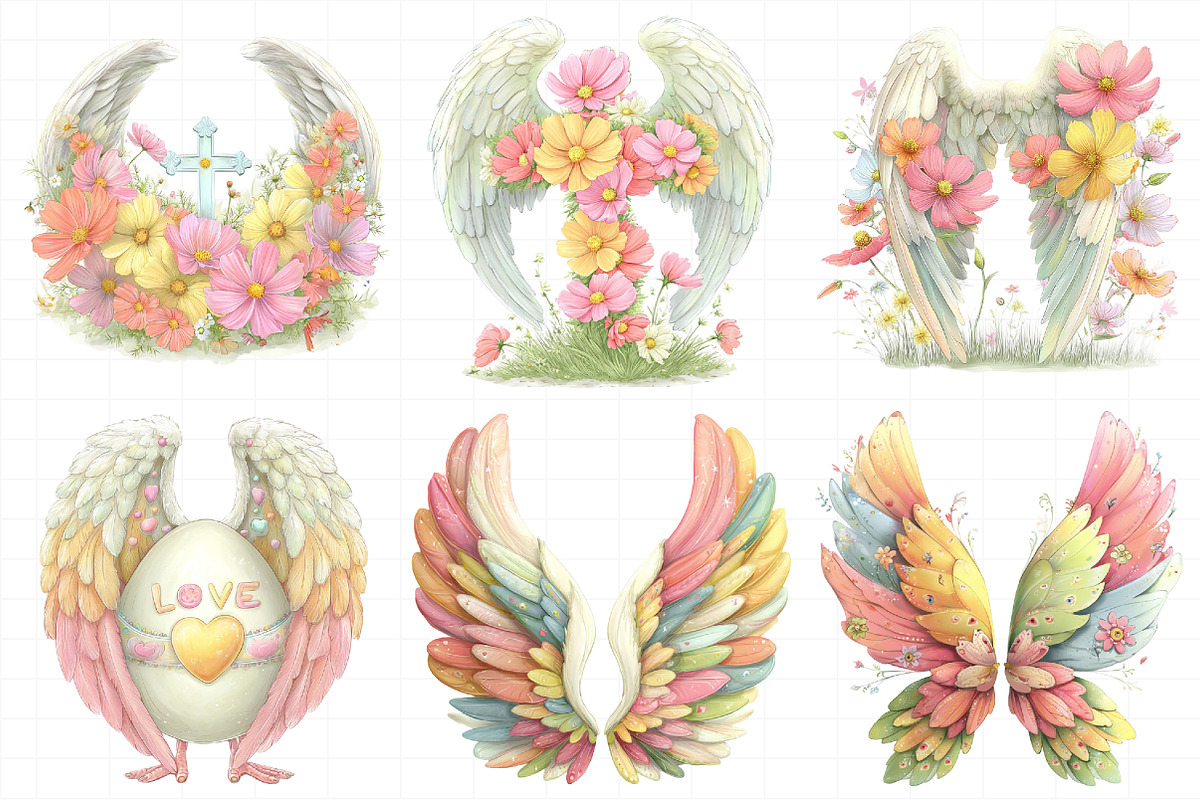 Whimsical Easter Heaven Angel Wings, an Illustration by Daily.Designs (Photo 4 of 8)