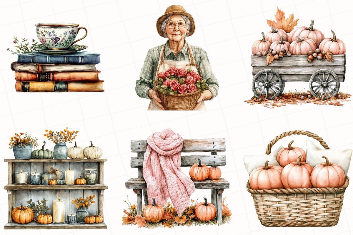 Watercolor Autumn Serenity Clipart, an Illustration by OK Design (Photo 4 of 5)