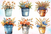 Watercolor Autumn bucket flowers PNG, a Seasonal Illustration by Canvas Craft (Thumbnail 4 of 7)