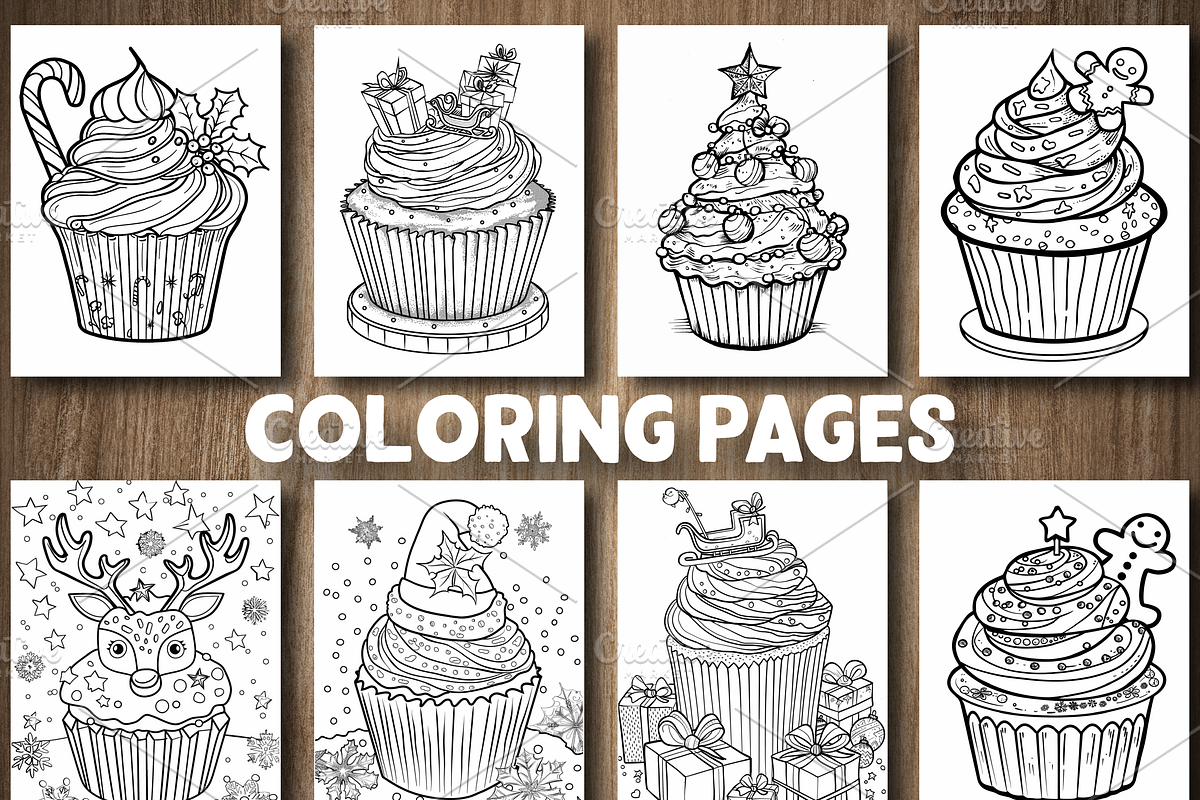 Cupcake Coloring Pages For Adults, a Decorative Illustration by Design Station (Photo 3 of 3)