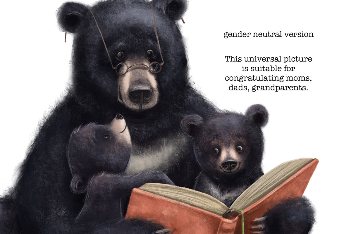 Black Bear Illustration. Mothers Day, an Animal Illustration by sheincar (Photo 3 of 5)