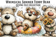 Whimsical Summer Teddy Bear Clipart, an Illustration by Dream Creation (Thumbnail 1 of 7)