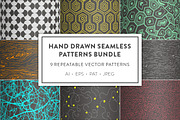 Hand Drawn Seamless Patterns Bundle, a Pattern Graphic by Nic Channon (Thumbnail 1 of 16)
