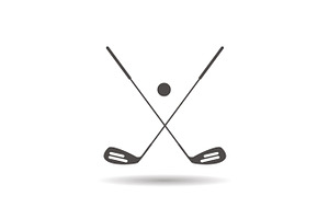 Golf Ball And Clubs Icon