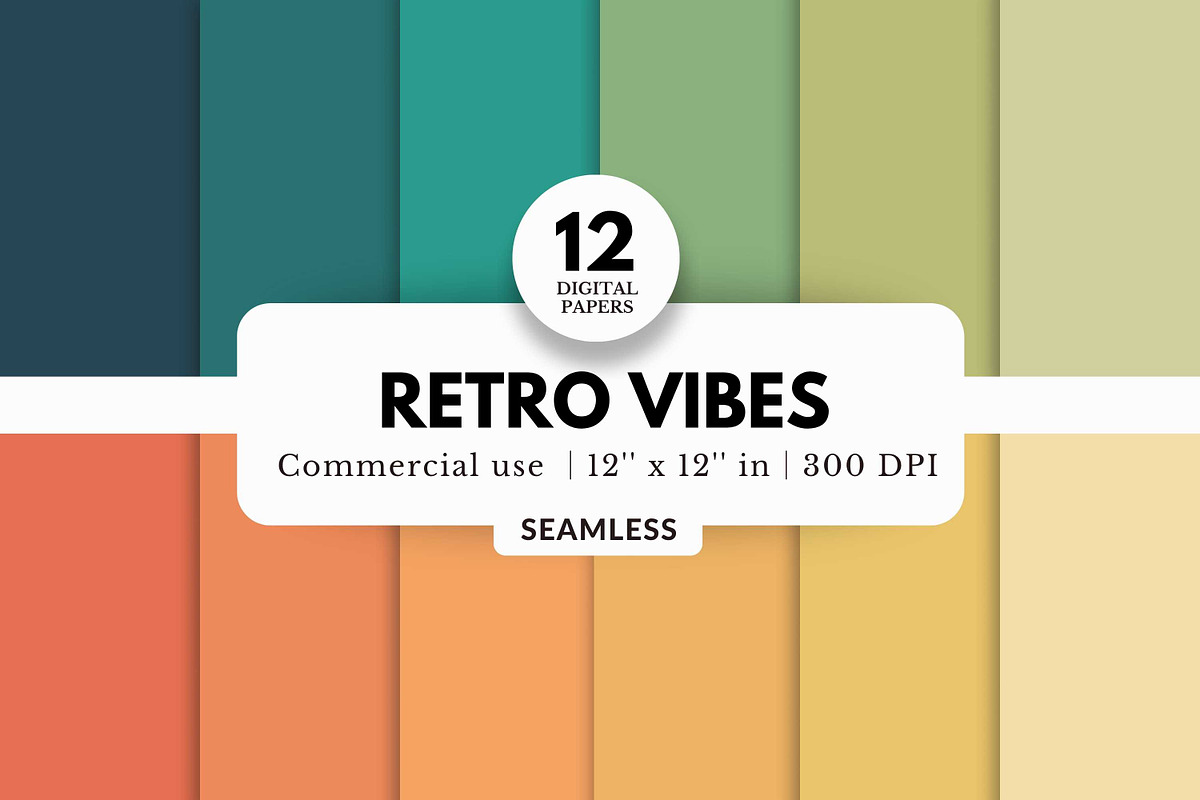 12 Retro Vibes Digital Papers, a Background Graphic by NorthWindPixels (Photo 1 of 4)
