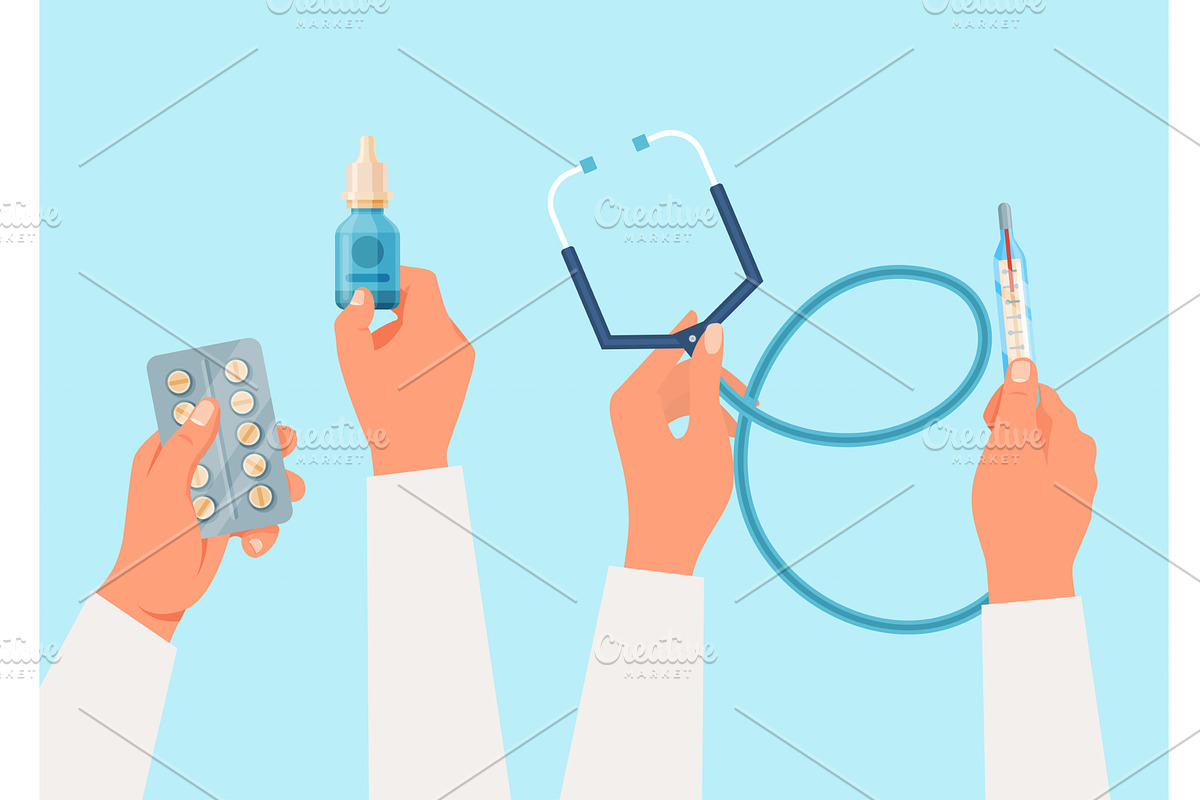 Medical equipment in doctor hands, an Object Graphic by VectorsBang