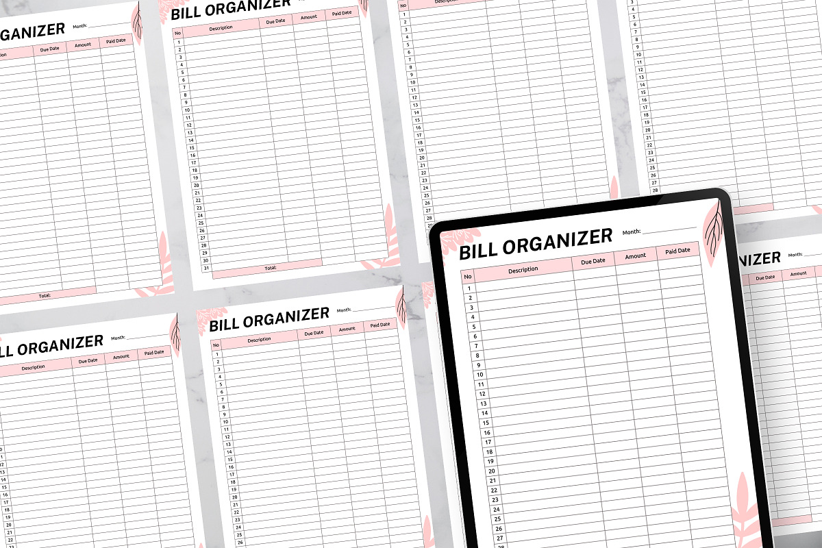 Monthly Bill Organizer Template, a Print Template by Snapybiz (Photo 7 of 10)