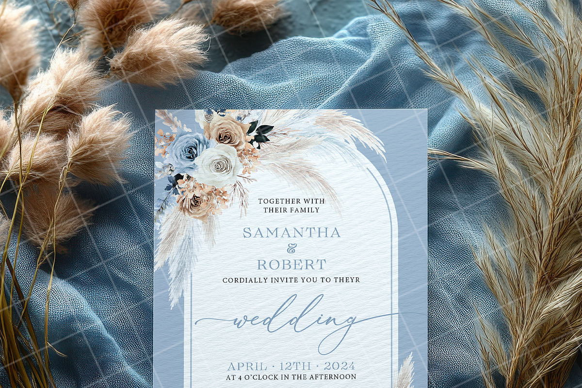 Blue 5x7 Invitation card mockup PSD, an Advertising Mockup by Blush Roses Print (Photo 2 of 8)