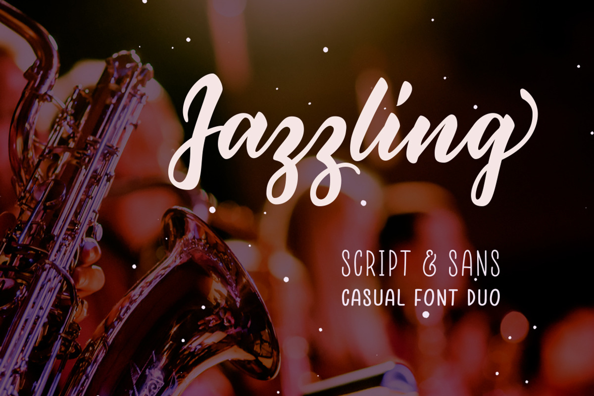 Jazzling - Script & Sans Font Duo, a Script Font by milenabdesign (Photo 2 of 13)