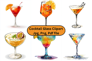 Prompt Cocktail glass clipart, a Decorative Illustration by Creative design