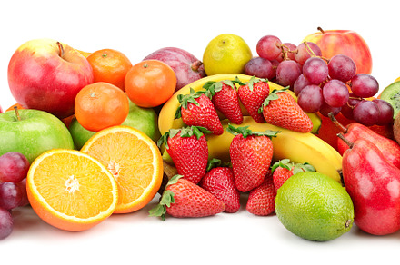 Panoramic wide photo of fresh fruit for skinali isolated on whit, a Food & Drink Photo by Serg64