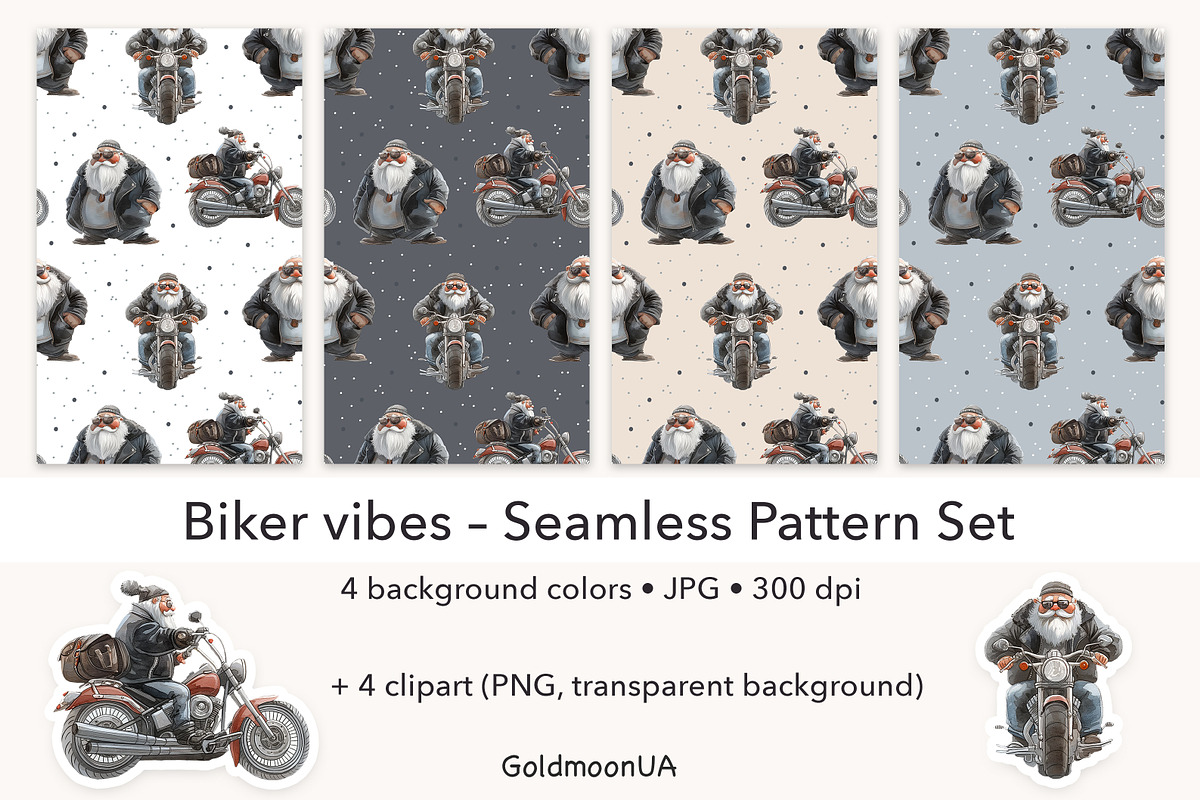 Biker vibes Patterns & Clipart, a Person Illustration by GoldmoonUA (Photo 1 of 5)