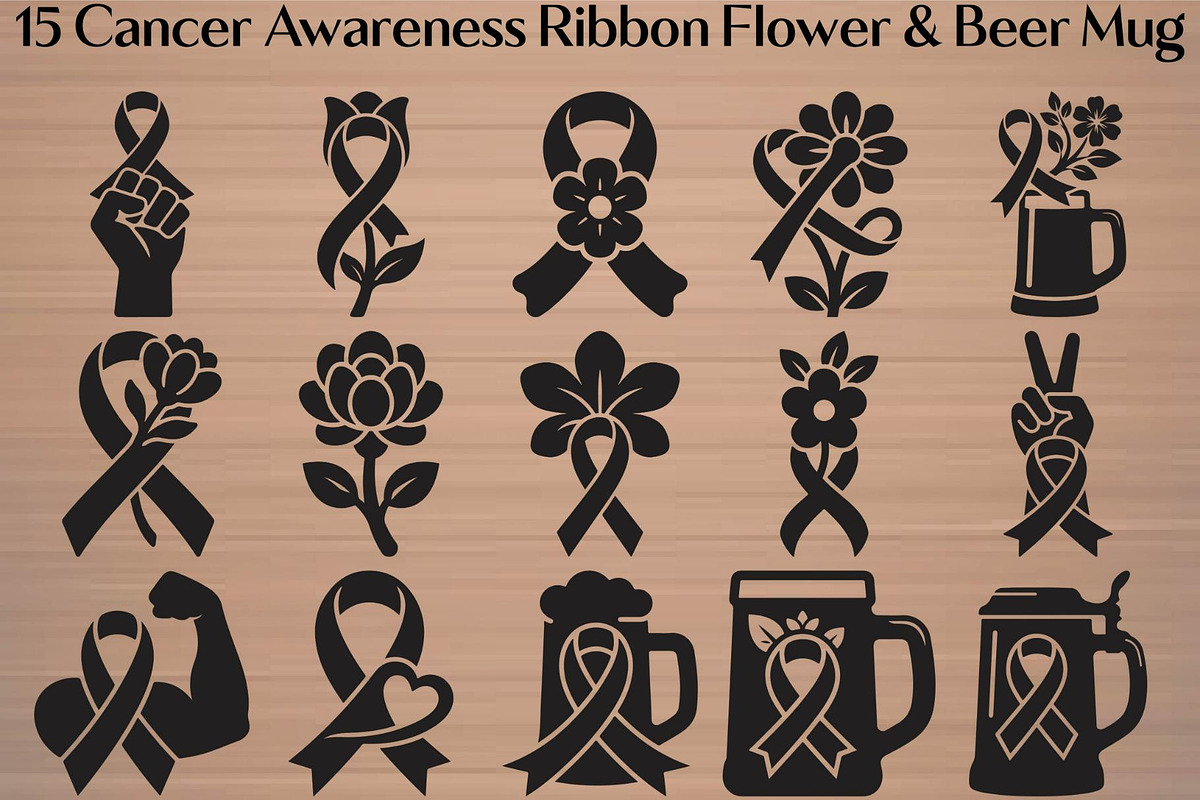 Cancer Ribbon Floral & Beer Mug, an Object Graphic by Gfx_Store (Photo 16 of 16)