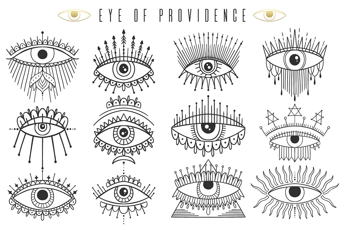 Eye of providence. Ink graphic set., a Decorative Illustration by Moonflora (Photo 2 of 7)