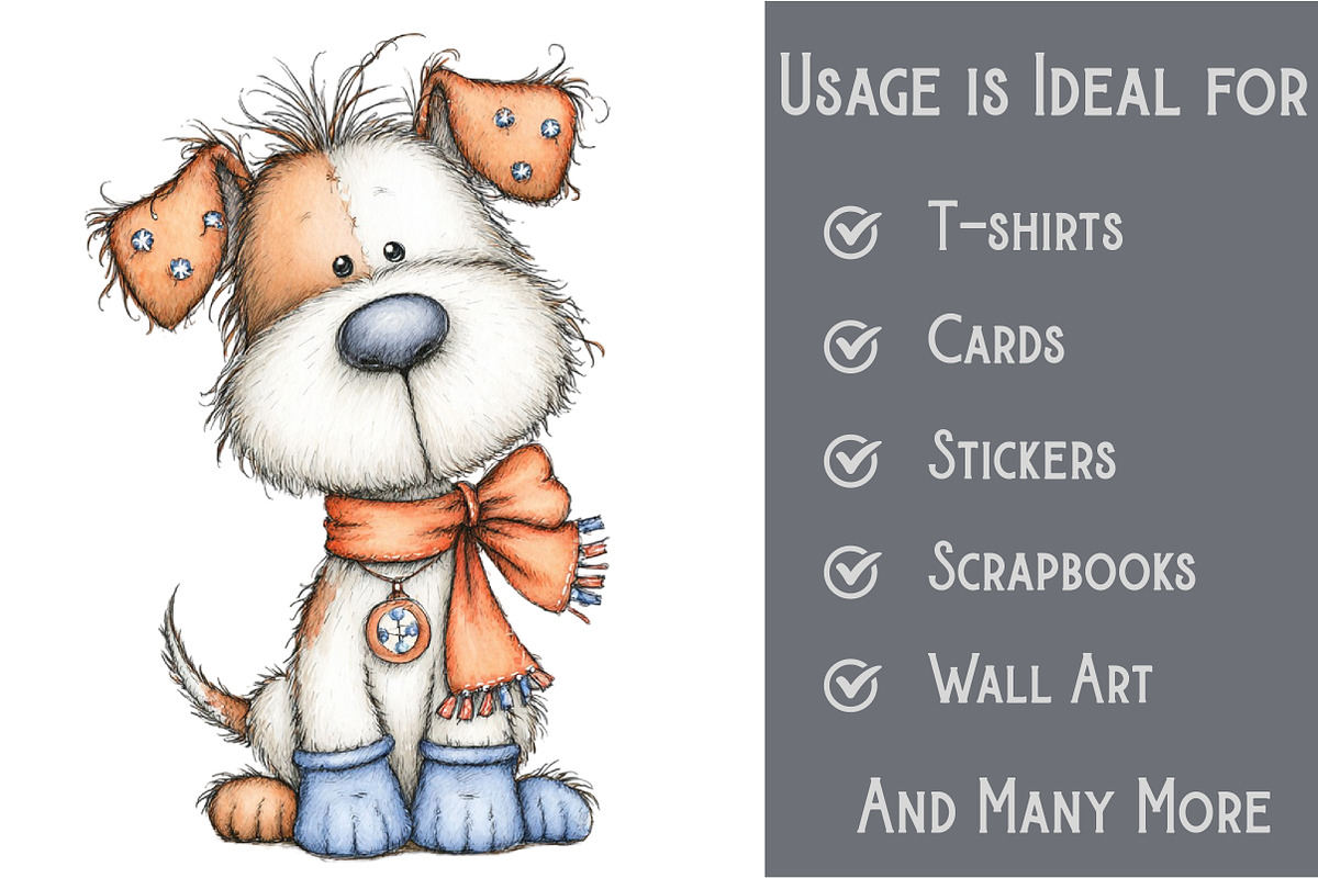 Whimsical Cute Christmas Dog Clipart, an Illustration by Pixels.Craft (Photo 3 of 6)