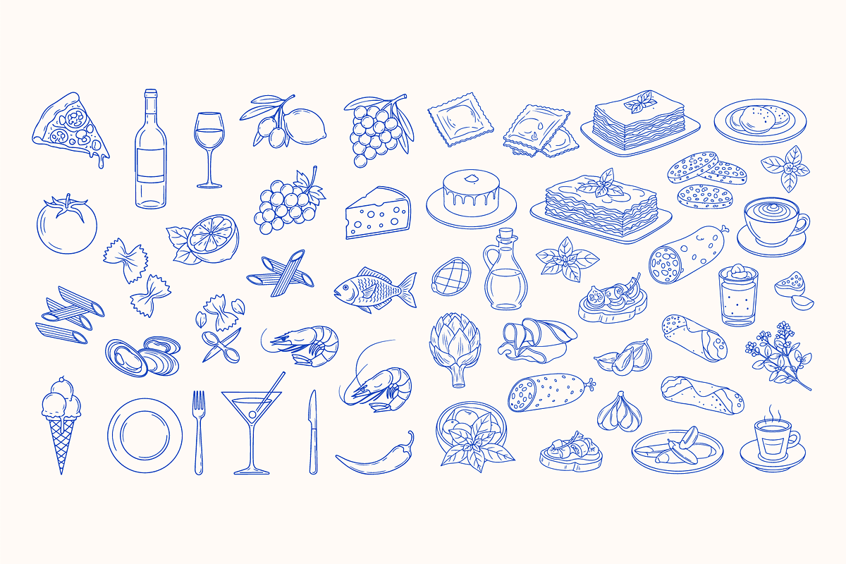 Hand Drawn Italian Food Vector Icon, a Food Illustration by MkStudio