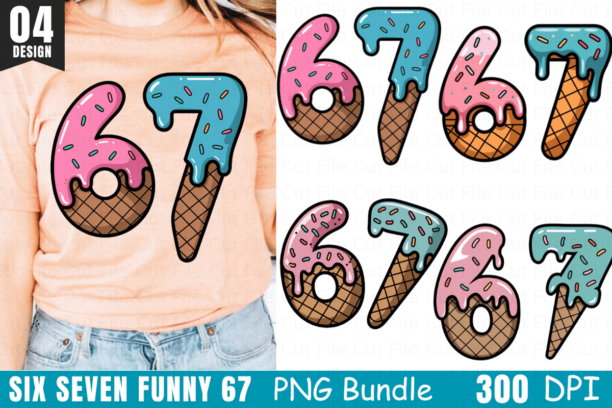 Six Seven Funny 67 PNG Bundle, a Graphic by Cut File (Photo 1 of 5)