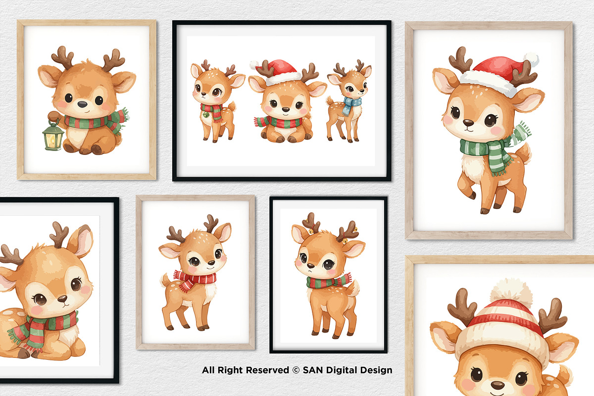 15 Bundle Watercolor Cute Deer Stag, an Animal Illustration by Morspective (Photo 4 of 8)