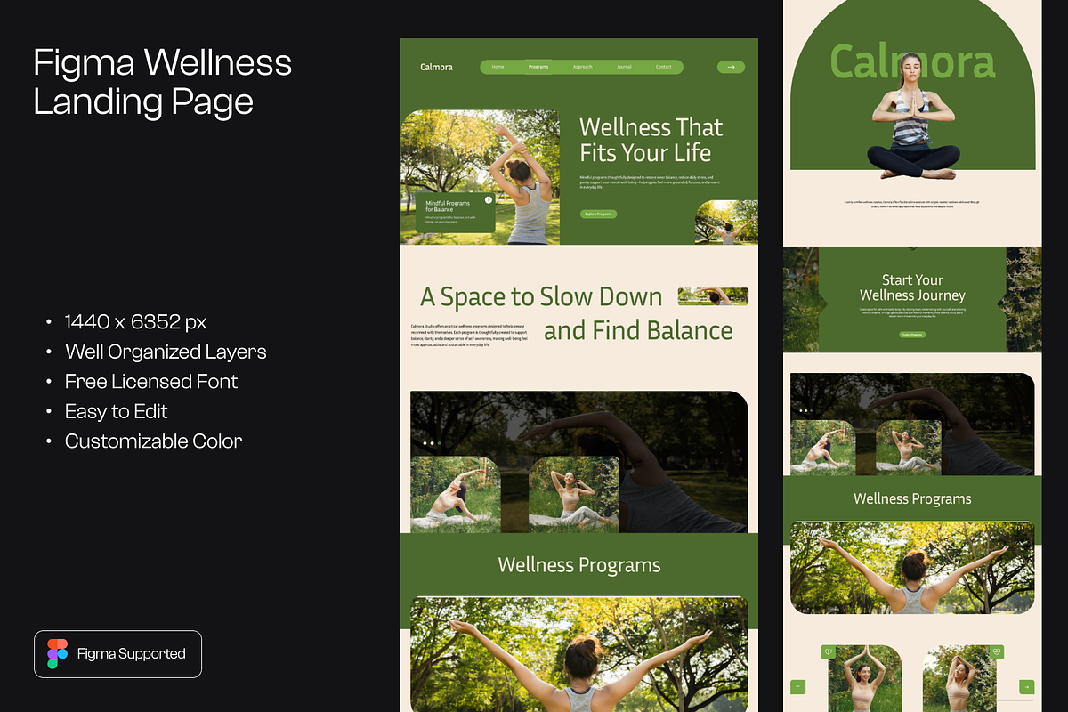 Figma Wellness Landing Page, a Landing Page Template by Musara (Photo 1 of 6)