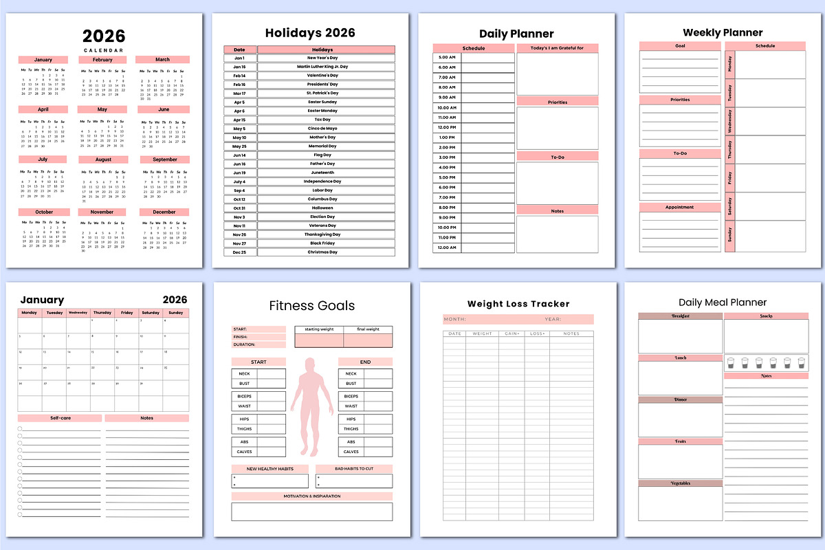 2026 Meal & Fitness Workbook, a Stationery Template by Shumaya (Photo 2 of 4)