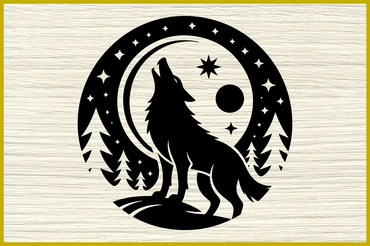 25 Howling Wolf Moon Silhouette Set, an Animal Illustration by Artivon (Photo 3 of 4)