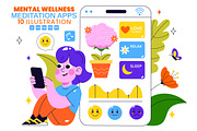 10 Mental Wellness Apps Illustration, a Healthcare Illustration by denayunebgt (Thumbnail 1 of 4)