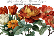 Watercolor Spring Flower Clipart, an Illustration by Black Bird Studio (Thumbnail 1 of 5)