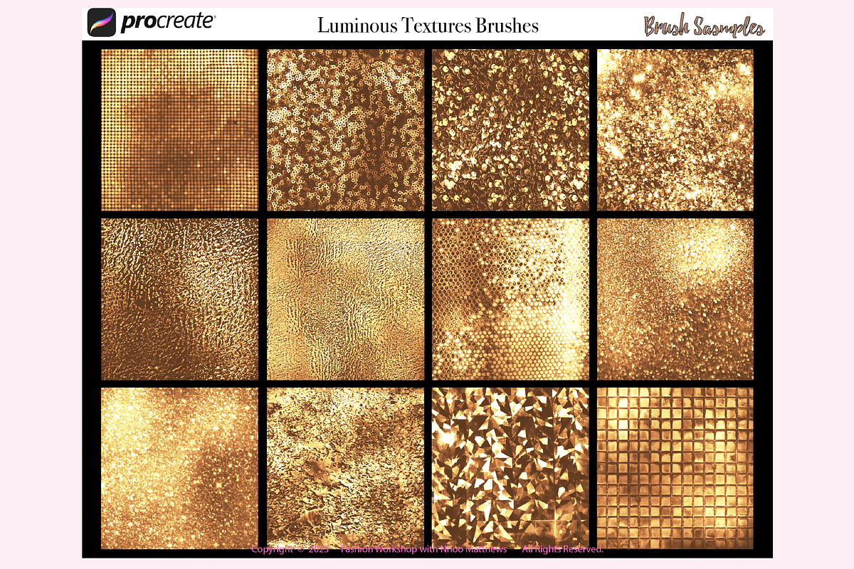 LUMINOUS TEXTURES Procreate Brushes, a Brush Add-On by Fashion Workshop Bkk (Photo 9 of 13)