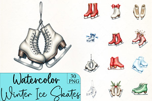 Winter Ice Skates Clipart, an Illustration by CrexoraLab