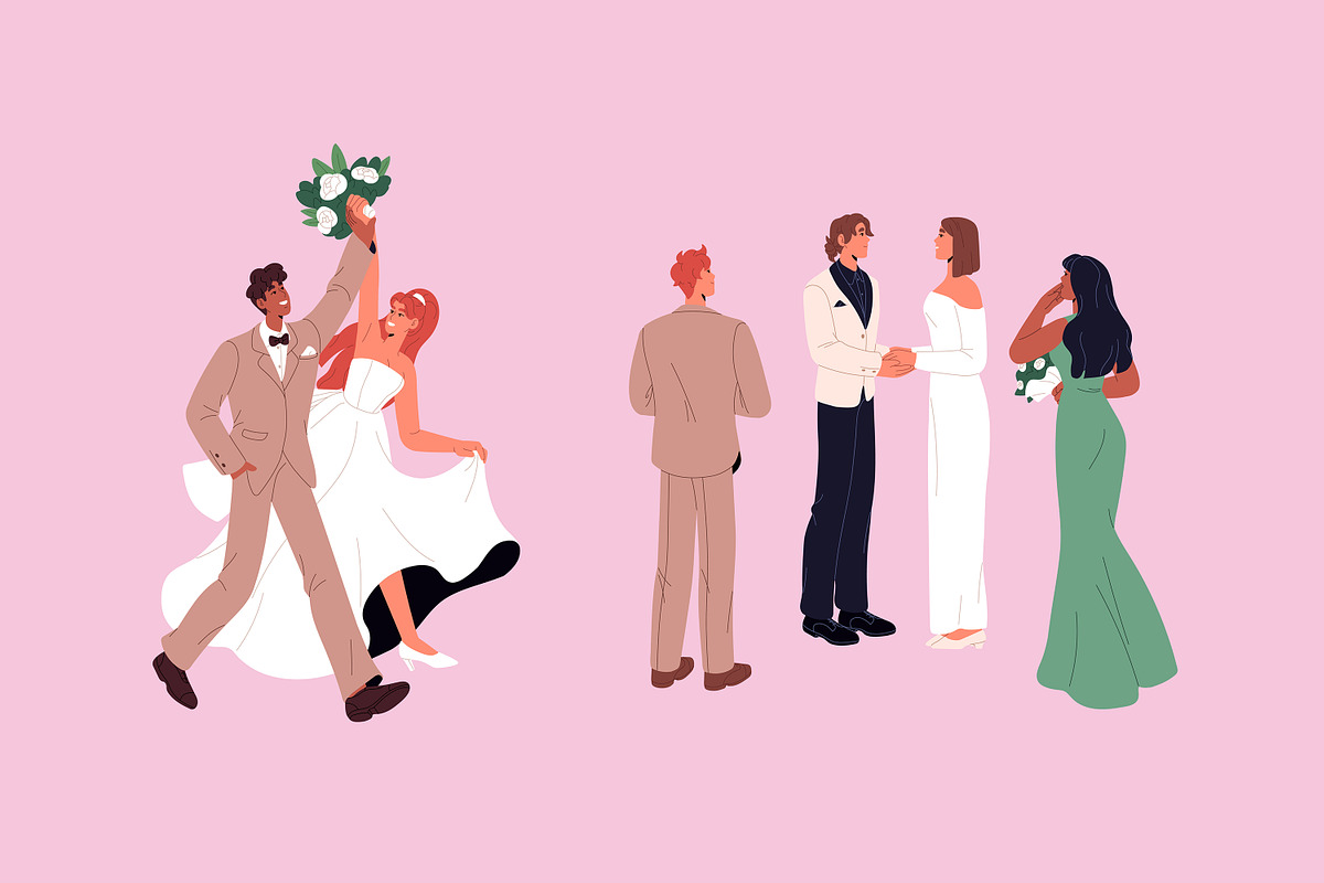 Couples wedding. Newlywed family set, a Person Illustration by PaperTrident (Photo 3 of 7)