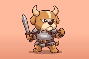 Brave Dog Warrior Cartoon Fantasy Ch, an Animal Illustration by Gumrega Studio