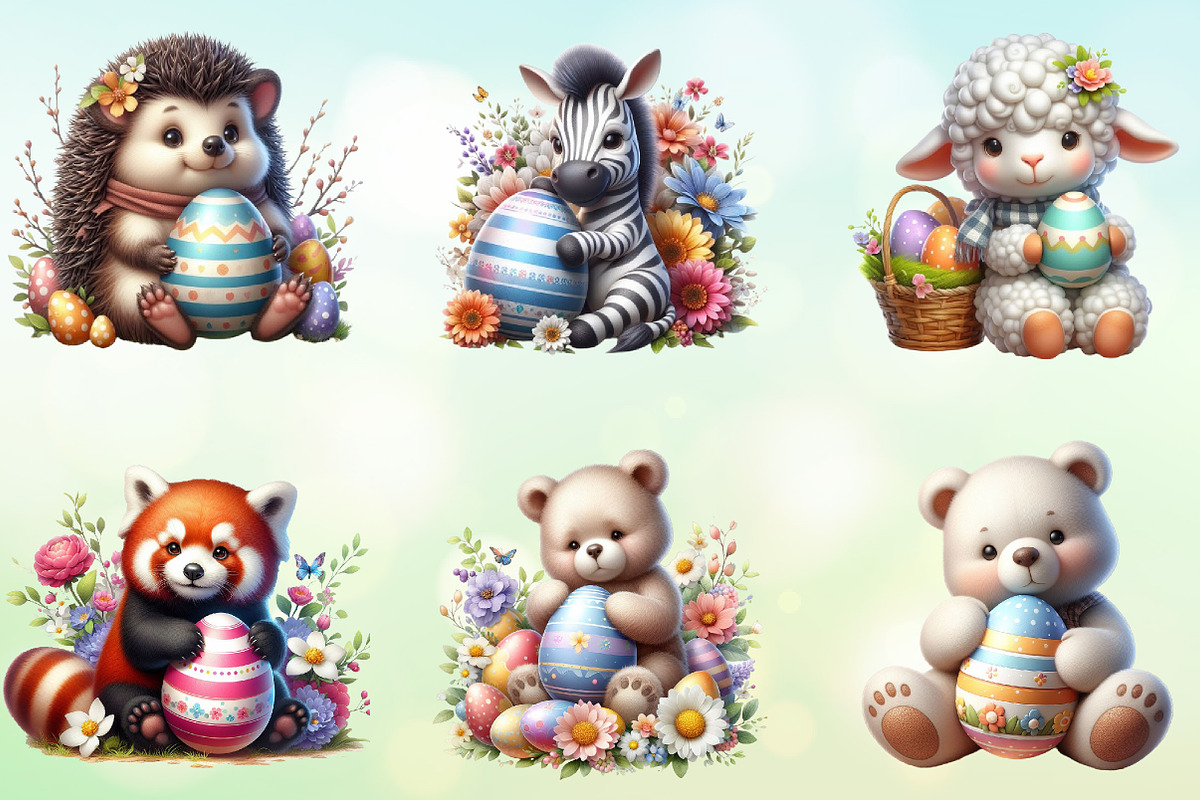 Easter Animals Sublimation Clipart, a Seasonal Illustration by Craft Nest (Photo 2 of 5)