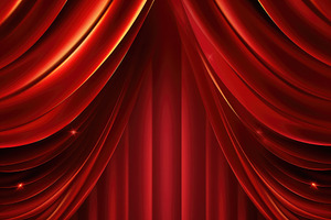 Red Golden Curtain Stage background, a Background Graphic by Virgo Studio