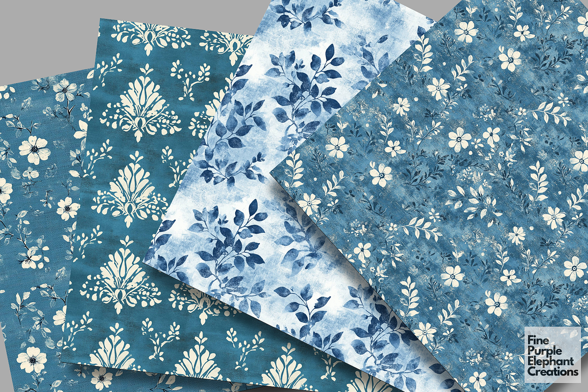 Blue Distressed Cottagecore Shabby, a Pattern Graphic by Fine Purple Elephant (Photo 4 of 5)