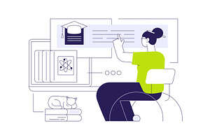 Distance learning isolated cartoon, an Education Illustration by Visual Generation