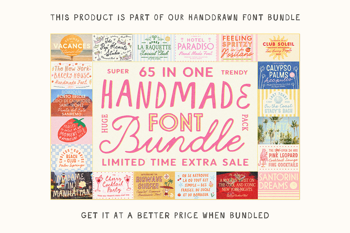 Hotel Paradiso Vintage Font Family, a Handwritten Font by Ayya Studio (Photo 2 of 17)
