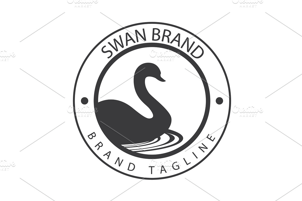 Circular swan logo with water waves, an Animal Illustration by LogosDen