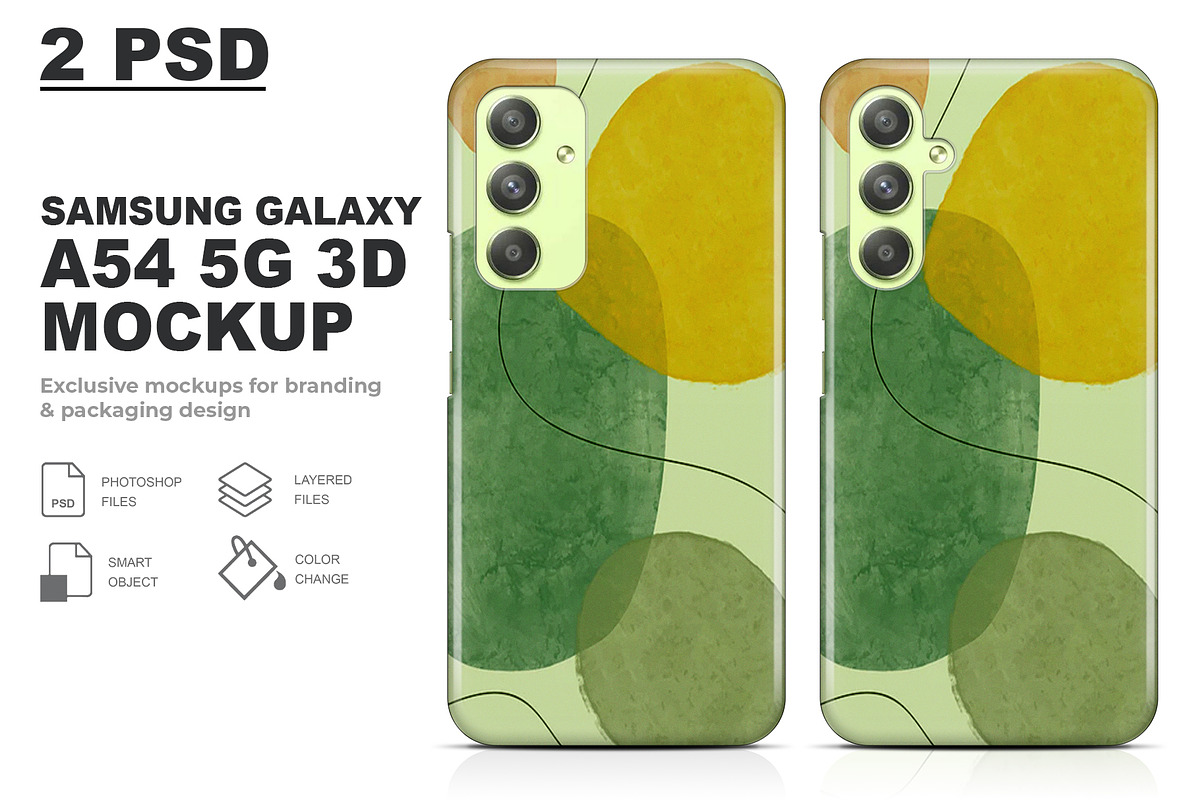 Galaxy A54 5G 3d Phone Case Mockup, an Android Mockup by mockupbuys (Photo 1 of 4)