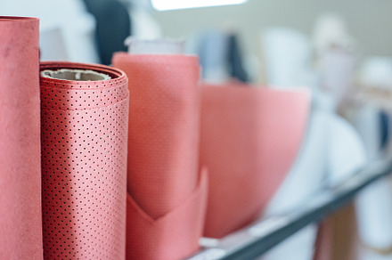 Roll fabric red leather