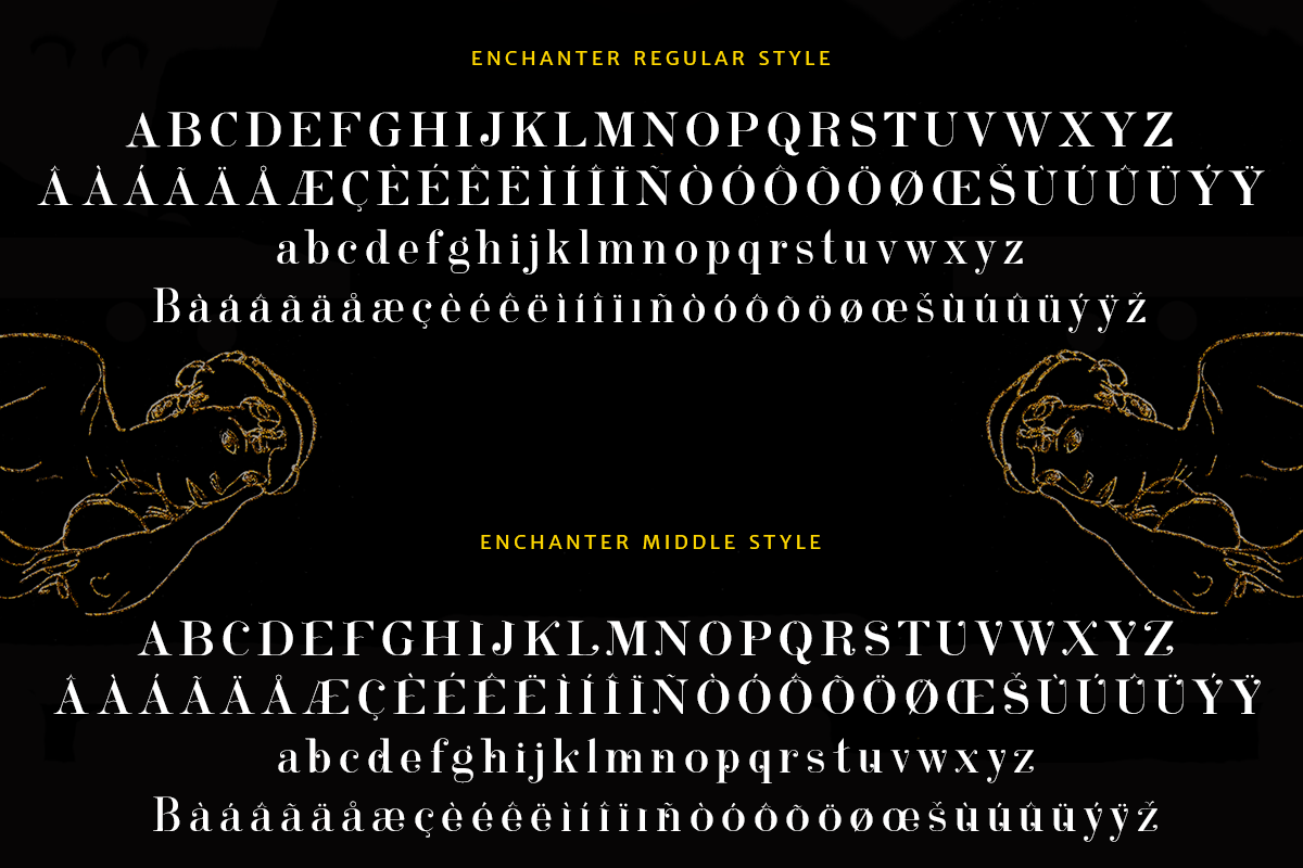 Enchanter Deluxe Modern Art Font, a Serif Font by Cloverons (Photo 7 of 9)