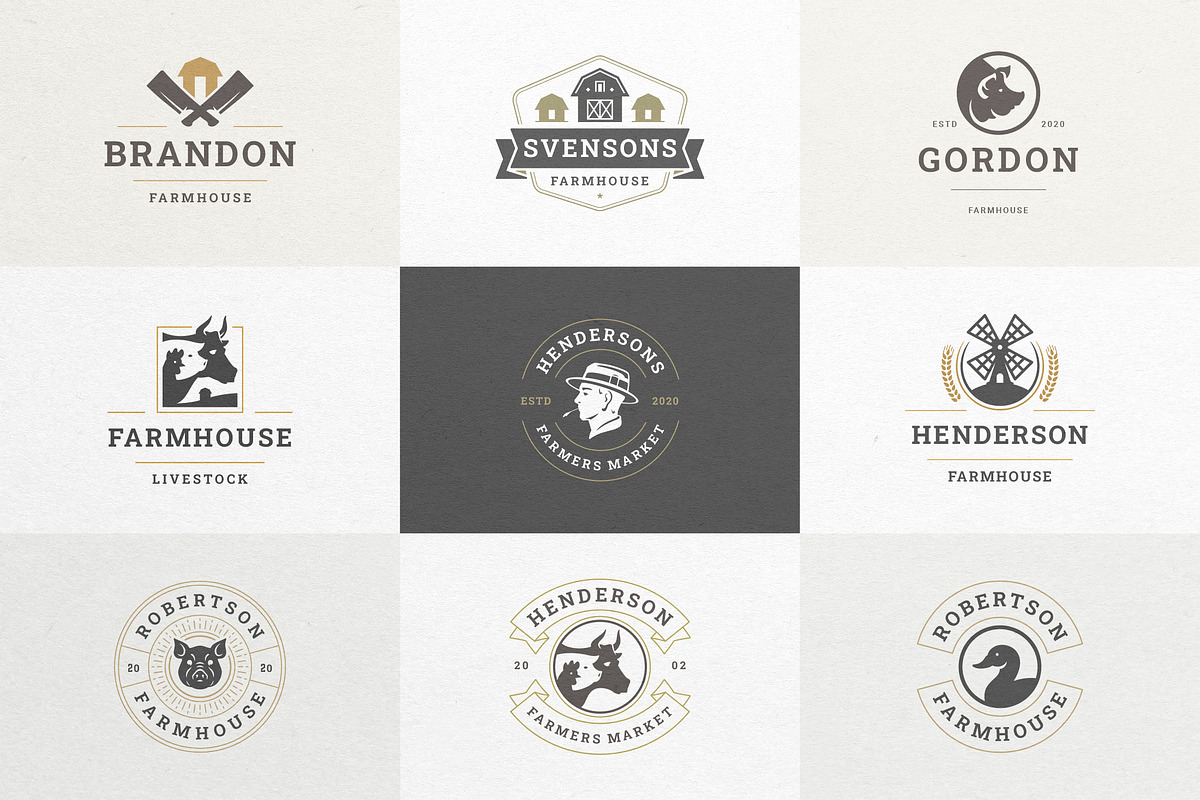 Farm Logos & Badges Vintage Style, a Branding & Logo Template by Vasya Kobelev (Photo 3 of 11)