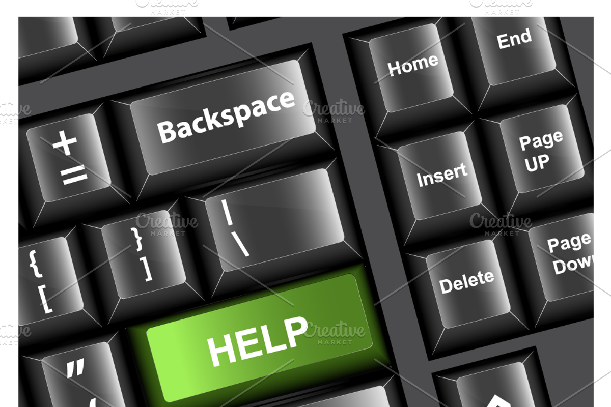 Help, Solution Keyboard Text Concept, an Education Illustration by ...